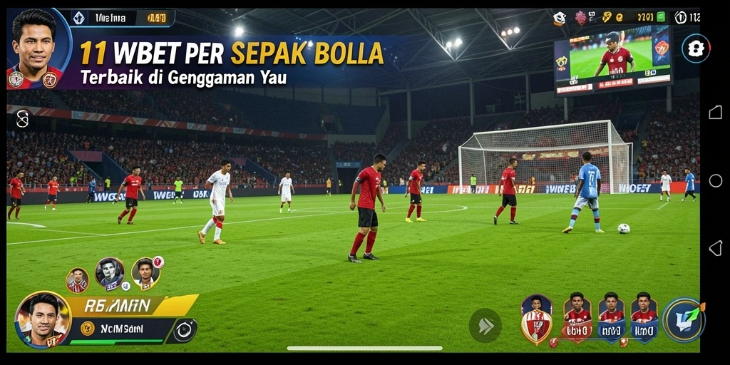 Screenshot utama 11WBET menunjukkan aksi seru dalam permainan sepak bola.