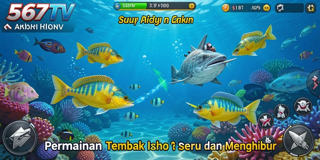 Tangkapan layar gameplay 567TV yang menunjukkan aksi menembak ikan.