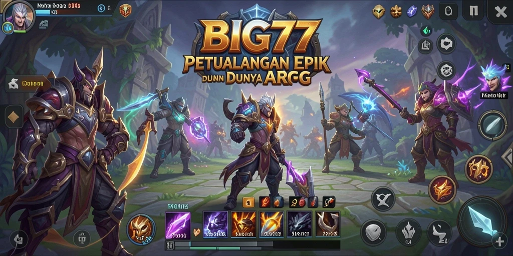 Tangkapan layar gameplay BIG77 menunjukkan pertarungan seru dalam dunia ARPG.