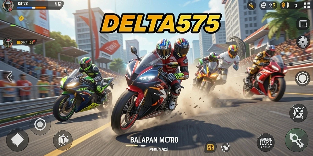 Tampilan gameplay seru dan aksi balapan motor di DELTA575.