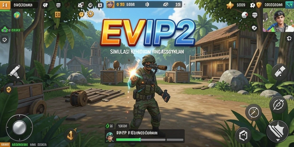 Tampilan gameplay EVIP2 yang menonjolkan interaksi karakter dan lingkungan.