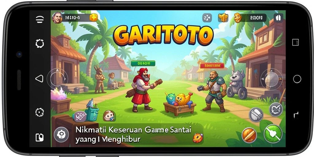 Screenshot utama GARITOTO menampilkan gameplay penuh warna dan menarik.