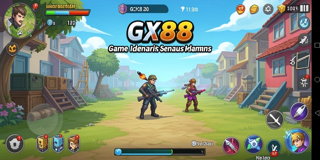 Tampilan gameplay GX88 dengan karakter dan sumber daya yang menarik.