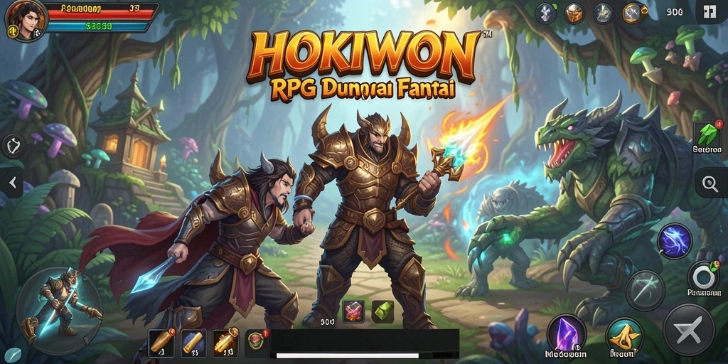 Screenshot gameplay HOKIWON menampilkan aksi petualangan RPG yang menakjubkan.