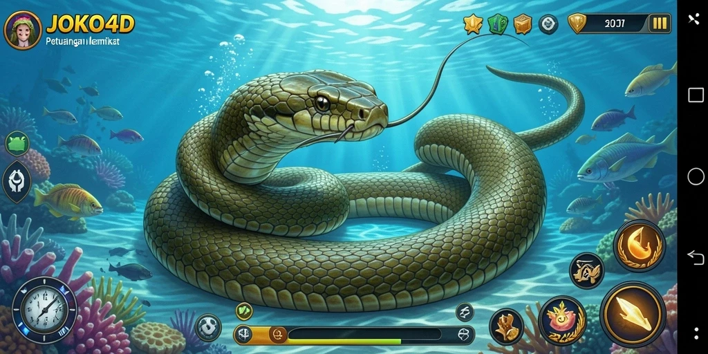 Tampilan gameplay seru di JOKO4D saat menangkap ikan besar.