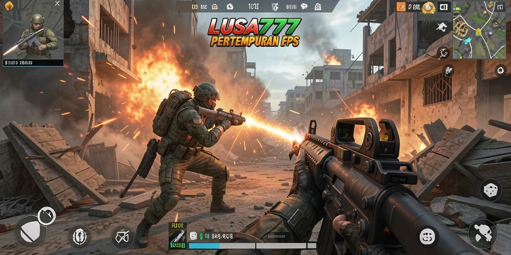 Tampilan gameplay intens LUSA777 dengan aksi tembak-menembak yang seru.