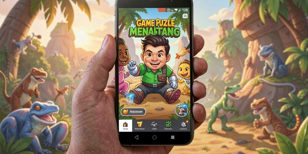 Screenshot gameplay OLX128 menunjukkan pemain menyelesaikan tantangan Puzzle.