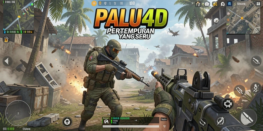 Screenshot PALU4D menampilkan aksi menembak yang intens.