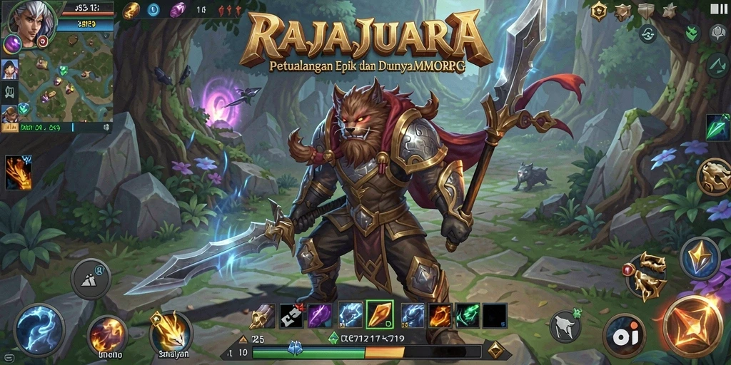 Tangkapan layar menunjukkan aksi seru dalam RAJAJUARA dengan grafis menawan.