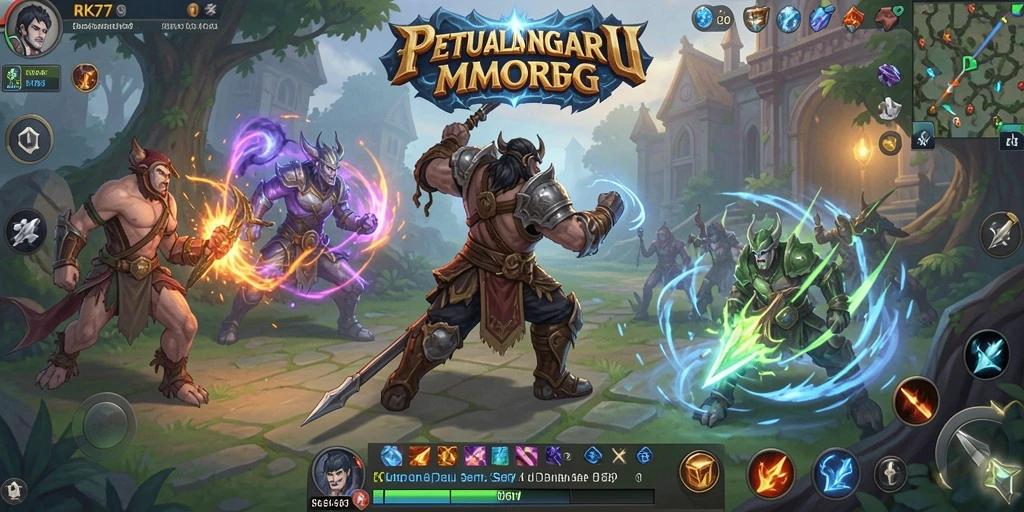 Gambaran gameplay seru di dunia MMORPG RK77.