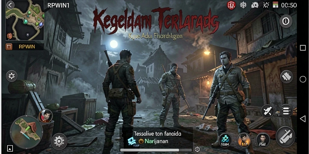 Menampilkan gameplay menegangkan dalam kegelapan yang menakutkan.