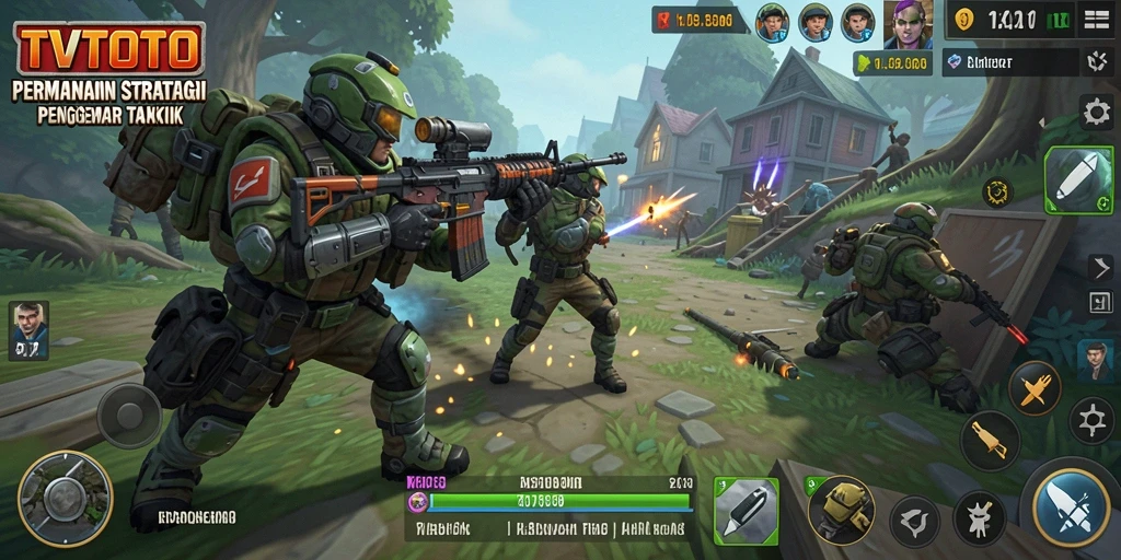 Screenshot gameplay utama TVTOTO menampilkan serunya strategi dan taktik yang terlibat.