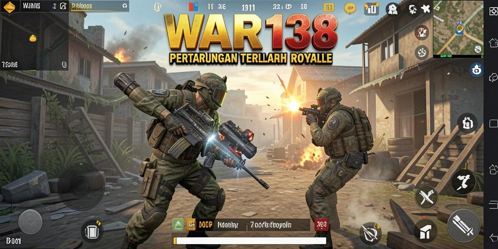 Tampilan gameplay WAR138 yang penuh aksi dan strategi Battle Royale.