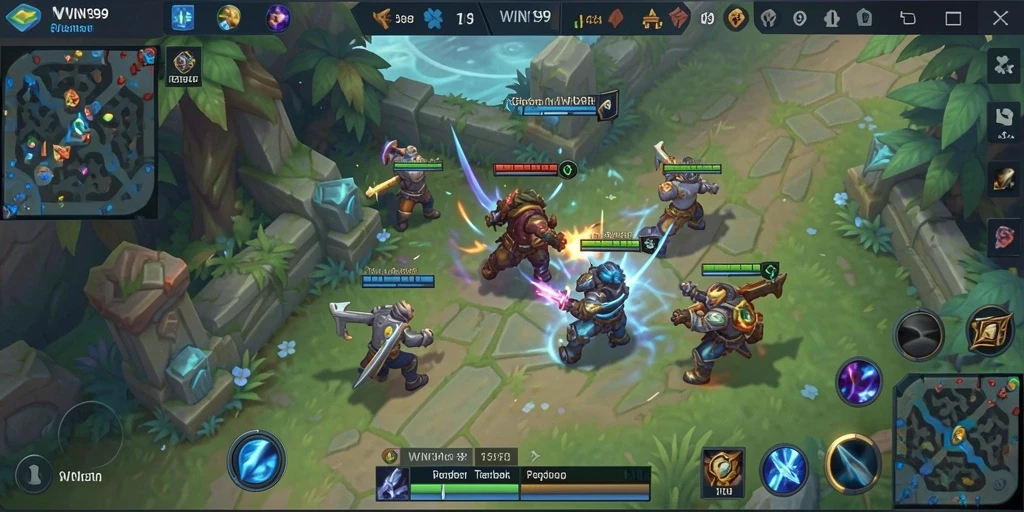 Tampilan gameplay seru dari WIN199 dengan aksi MOBA yang intens.